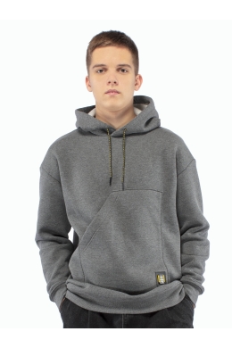 Худи подростковое (темно-серый меланж с желтым)