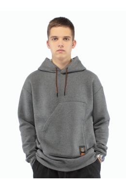 Худи подростковое (темно-серый меланж с оранж)