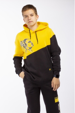Худи подростковое утепленное (черный-желтый)