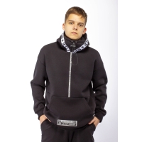 Худи подростковое утепленное (черный-серый) Худи подростковое утепленное (черный-серый)