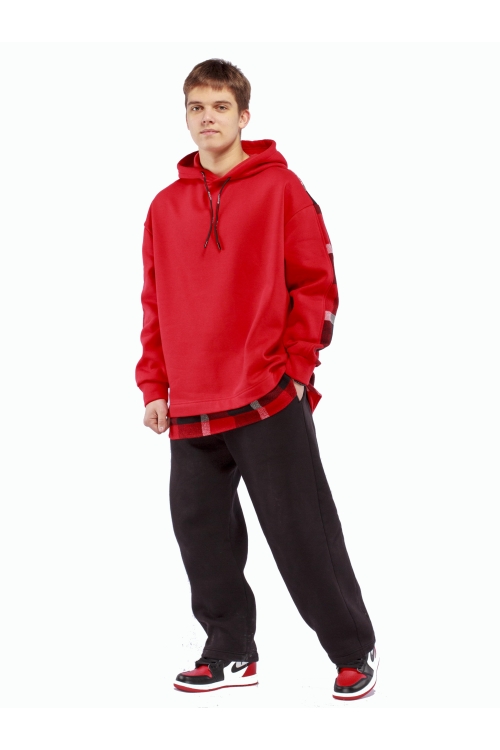 Худи подростковое оверсайз с начесом — утеплённая толстовка для мальчика