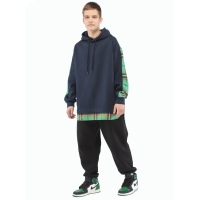 Худи подростковое оверсайз (темно-синий с зеленым) Худи подростковое оверсайз (темно-синий с зеленым)
