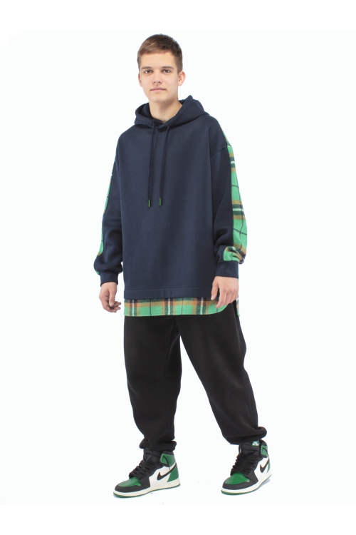 Худи подростковое оверсайз с начесом — утеплённая толстовка для мальчика