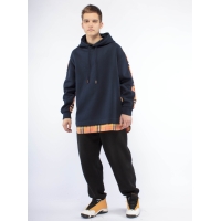 Худи подростковое оверсайз (темно-синий с оранжевым) Худи подростковое оверсайз (темно-синий с оранжевым)