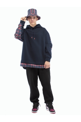 Худи подростковое оверсайз (темно-синий с серым)
