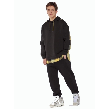 Худи подростковое оверсайз (черный с желтым)