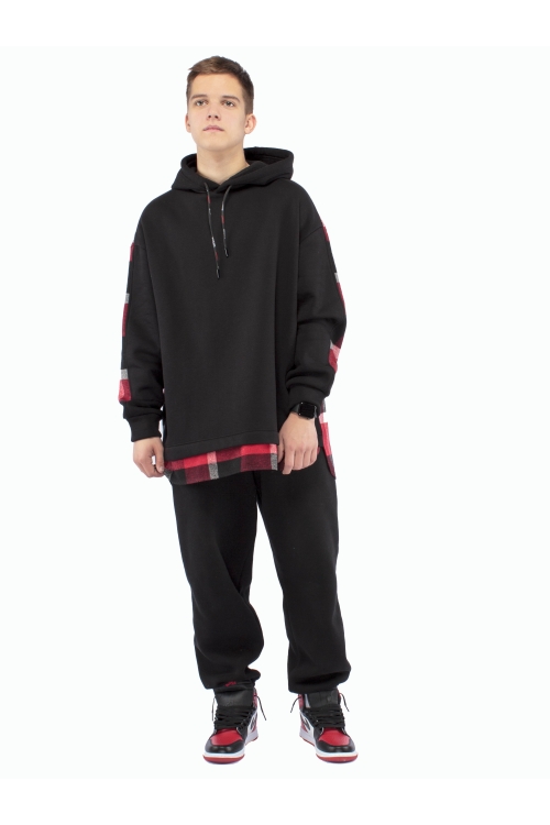 Худи подростковое оверсайз с начесом — утеплённая толстовка для мальчика