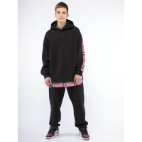 Худи подростковое оверсайз (черный-фуксия) Худи подростковое оверсайз (черный-фуксия)