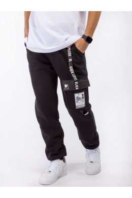 Брюки спортивные подростковые утепленные (черный)